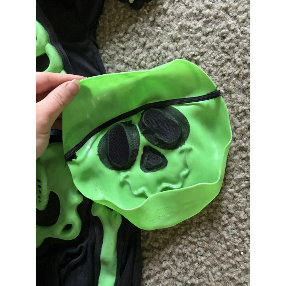 Vintage Easter Unlimited Green Black Child Skeleton Costume 3T-4T
